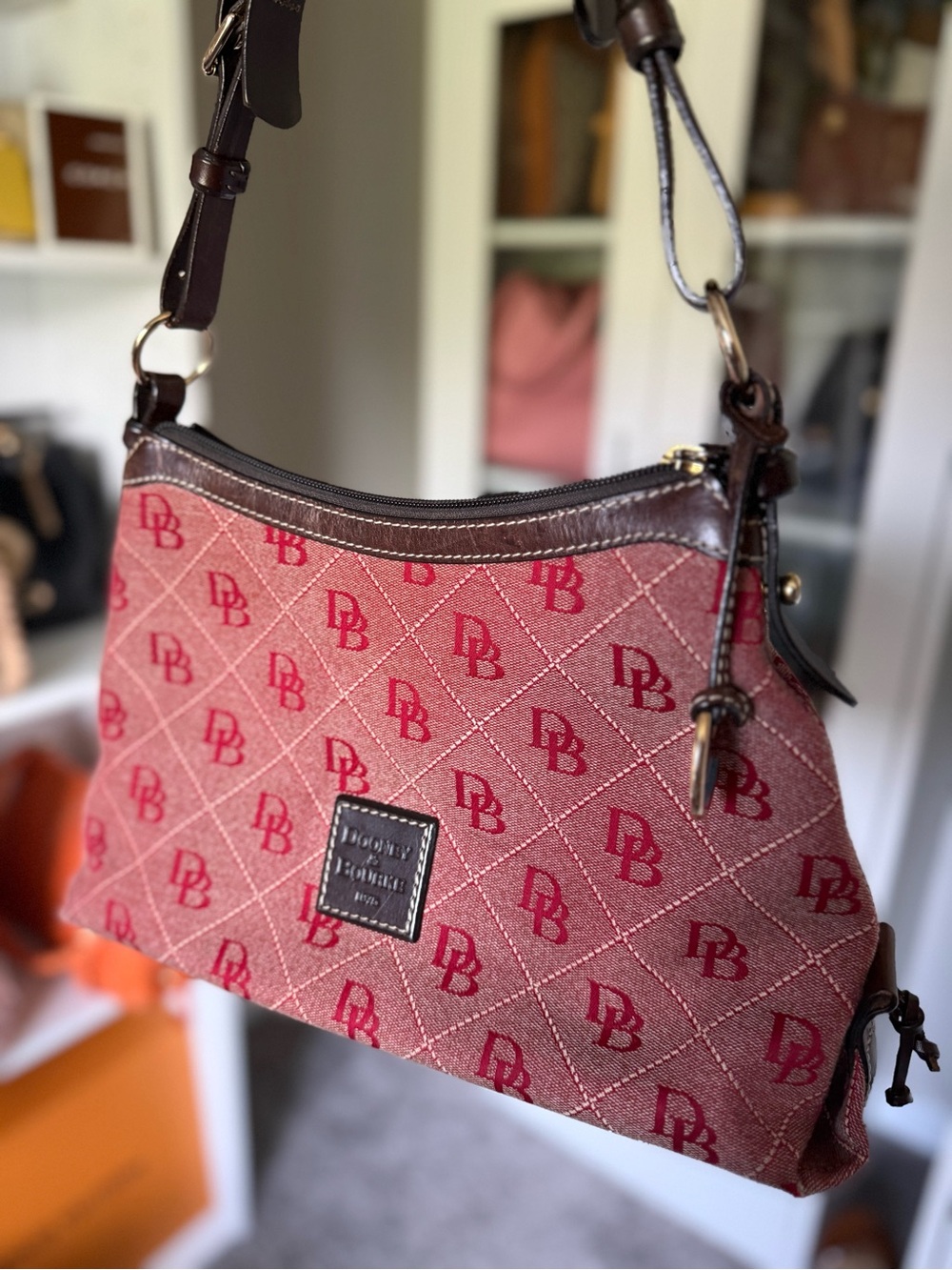Dooney & Bourke Red and Black Logo Shoulder Bag - Picture 2 of 10